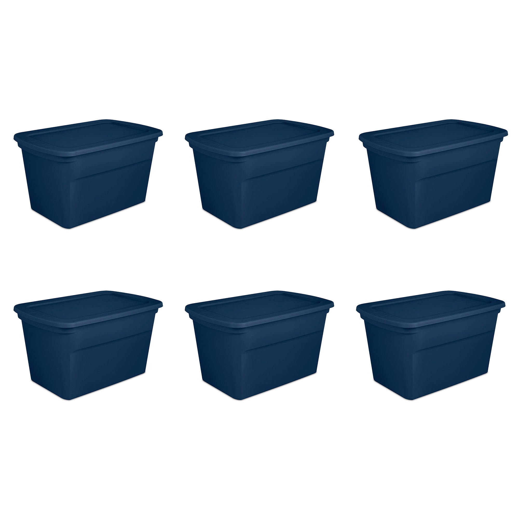 Sterilite Classic Lidded Stackable 30 Gallon Storage Tote Container, Marine Blue