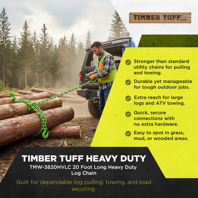 Timber Tuff TMW-3820HVLC 20 Foot Long Heavy Duty Log Chain, 5,400 Pound Capacity - VMInnovations