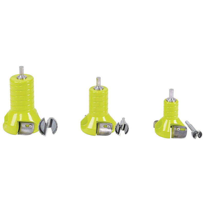 Timber Tuff 3 Piece 1, 1.5, and 2 Inch Tenon Cutter Set with Forstner Bit, Green