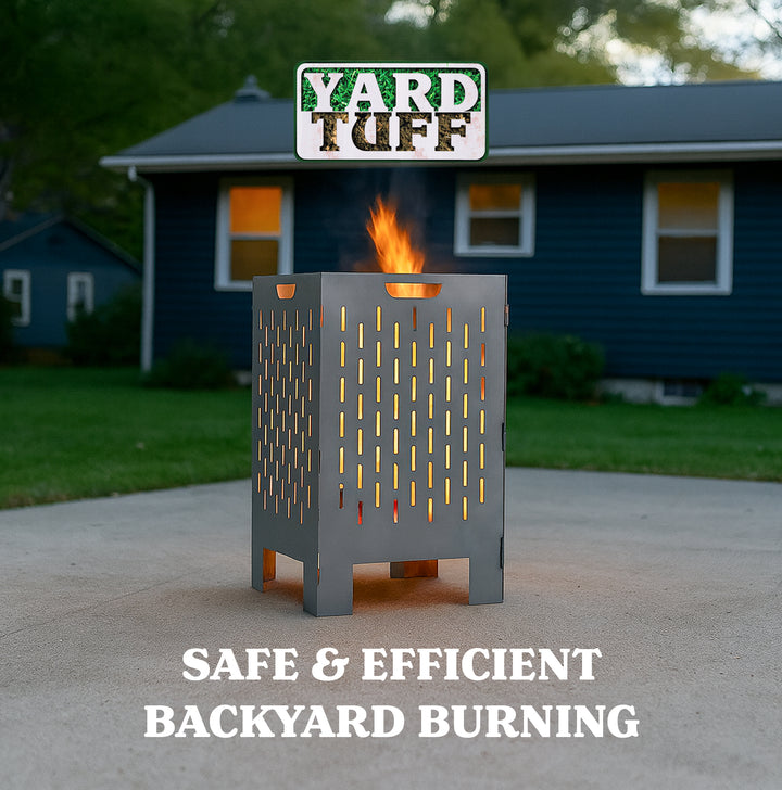 Yard Tuff YTF-202036BC 20 x 20 x 36 Inch Steel Burn Cage with Vent Holes, Gray - VMInnovations