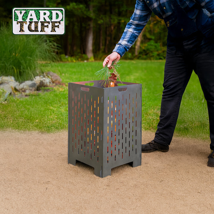 Yard Tuff YTF-202036BC 20 x 20 x 36 Inch Steel Burn Cage with Vent Holes, Gray - VMInnovations