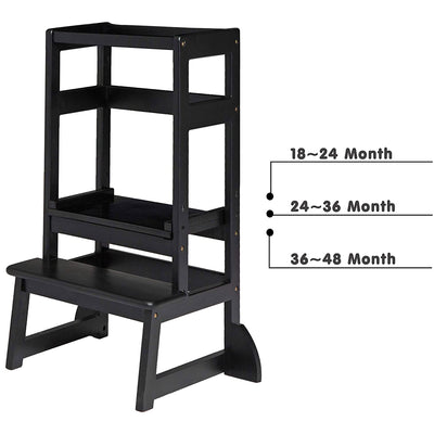 SDADI Mother's Helper Adjustable Height Kids Kitchen Step Stool, Black (Used)