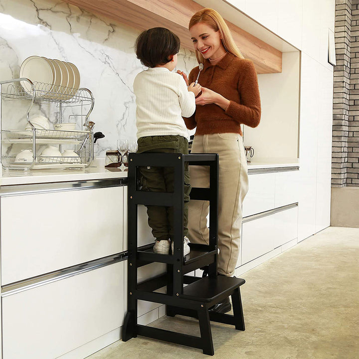 SDADI Mother's Helper Adjustable Height Kids Kitchen Step Stool, Black (Used) - VMInnovations