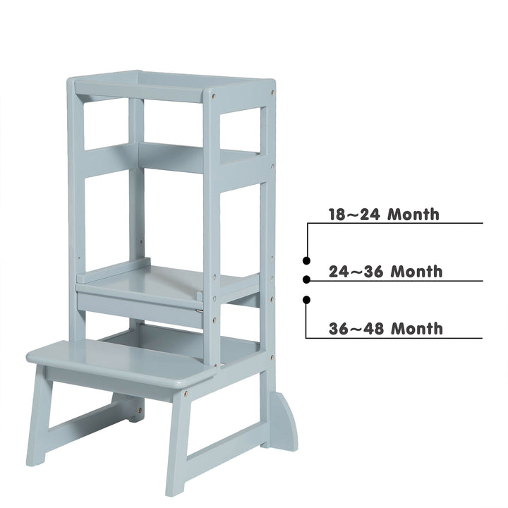 SDADI LT05G Mother's Helper Adjustable Height Kids Kitchen Step Stool, Gray