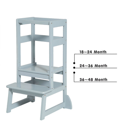 Mother's Helper Adjustable Height Kids Kitchen Step Stool, Gray (Used)