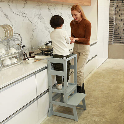 SDADI LT05G Mother's Helper Adjustable Height Kids Kitchen Step Stool, Gray