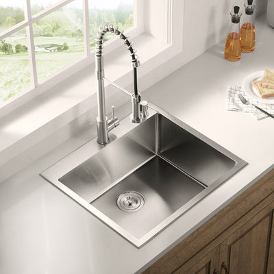 Serene Valley Stainless Steel Dual Mount Kitchen Sink w/Rear Drain & Grids(Used)