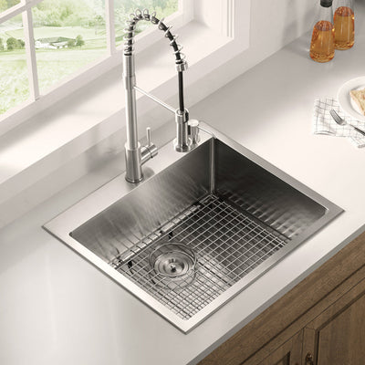 Serene Valley Stainless Steel Dual Mount Kitchen Sink w/Rear Drain & Grids(Used)