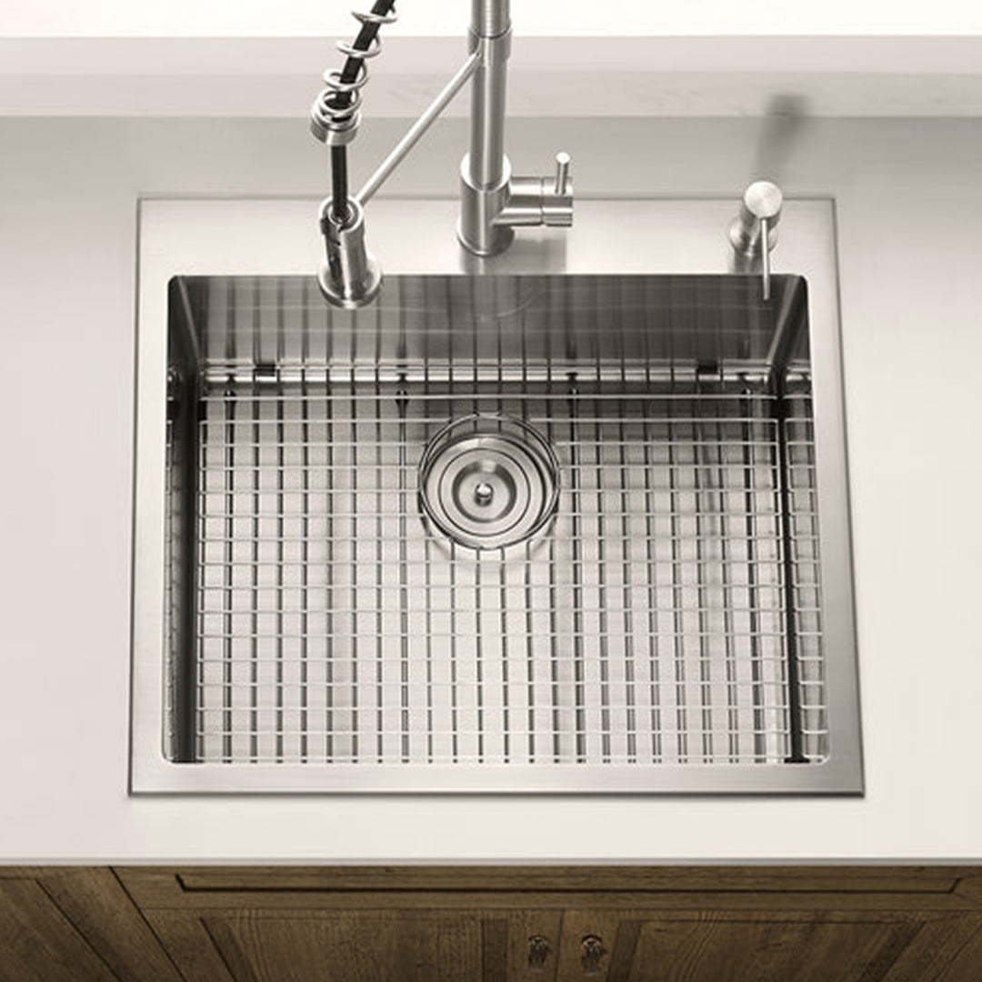 Serene Valley Steel Dual Mount Kitchen Sink with Rear Drain and Grids (Open Box) - VMInnovations
