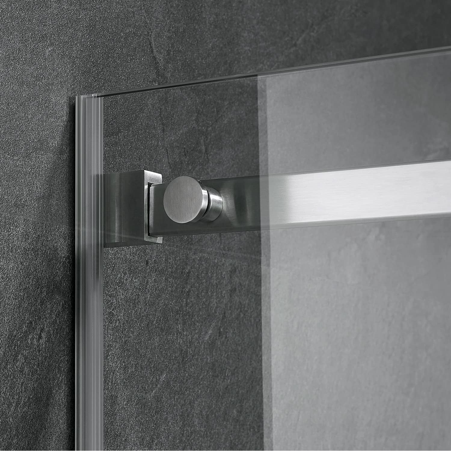 Serene Valley 72 x 74 Inch Square Rail Frameless Sliding Shower Door, Nickel