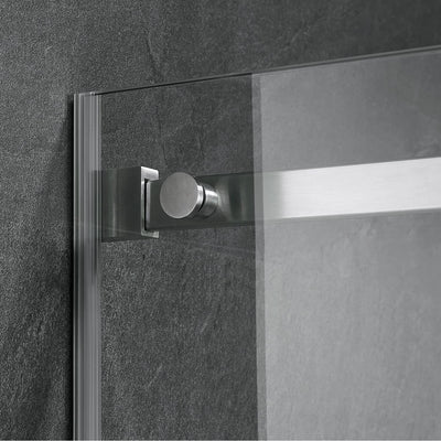 Serene Valley 72 x 74 Inch Square Rail Frameless Sliding Shower Door, Nickel