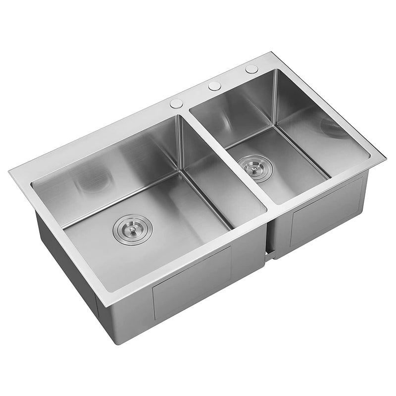 Serene Valley Stainless Steel Dual Mount Kitchen Sink w/Rear Drain & Grids(Used)