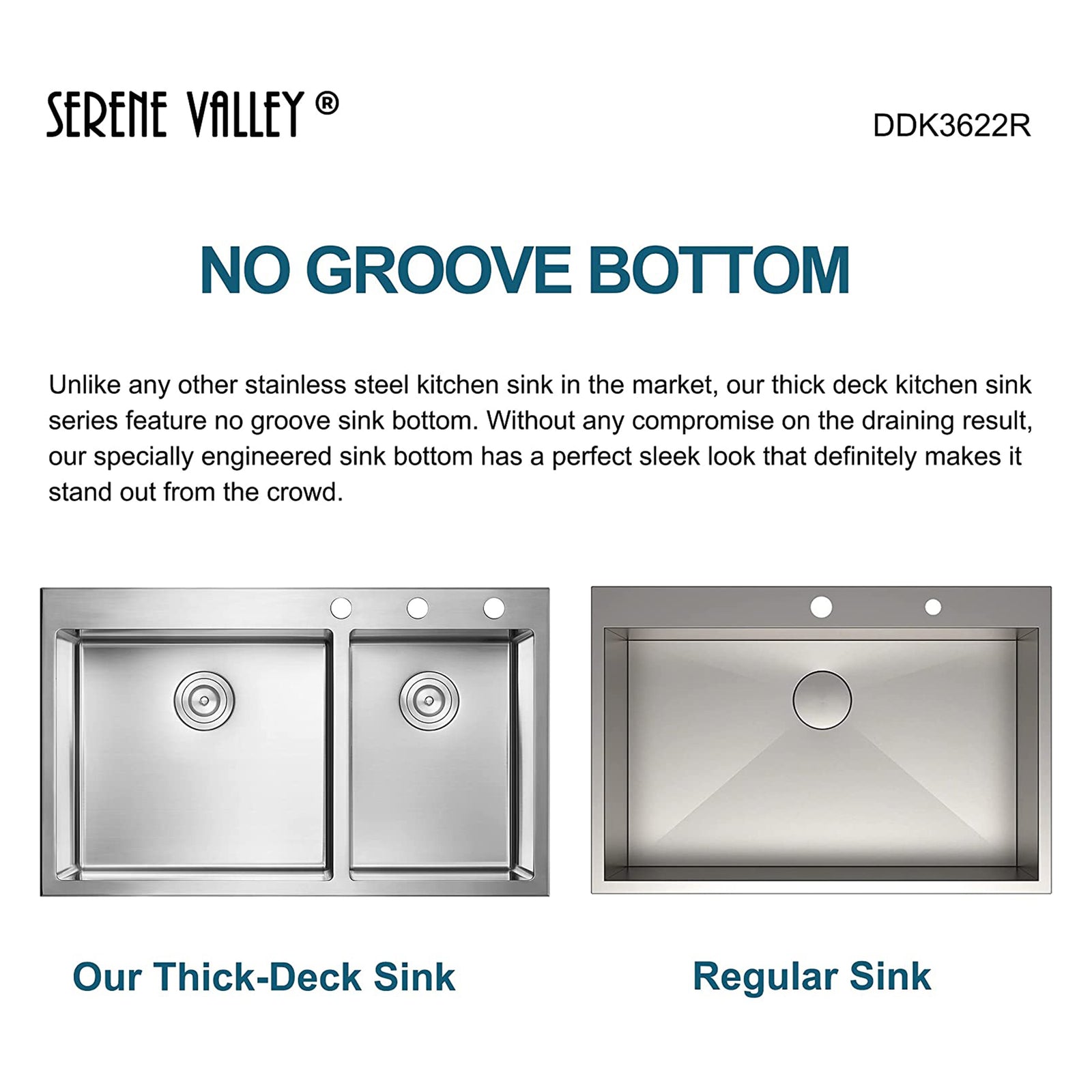 Serene Valley Stainless Steel Dual Mount Kitchen Sink w/Rear Drain & Grids(Used) - VMInnovations