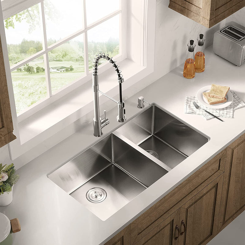 Serene Valley Stainless Steel Dual Mount Kitchen Sink w/Rear Drain & Grids(Used)