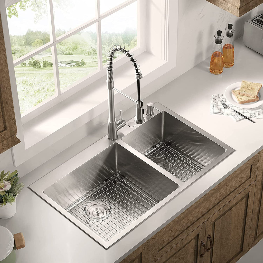 Serene Valley Stainless Steel Dual Mount Kitchen Sink w/Rear Drain & Grids(Used) - VMInnovations