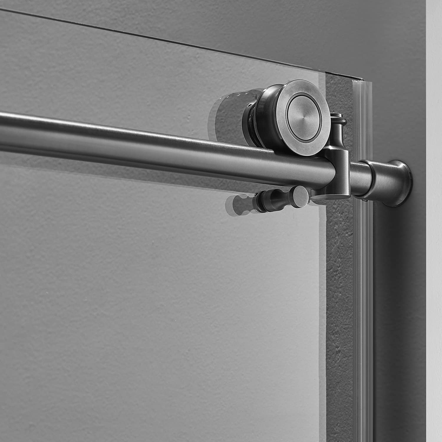 Serene Valley 72 x 76 Inch Big Roller Frameless Sliding Shower Door, Matte Black