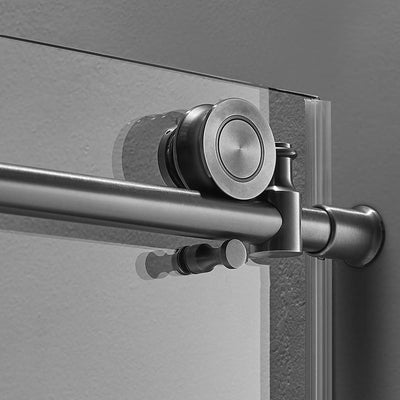 Serene Valley 56 x 76 Inch Big Roller Frameless Sliding Shower Door, Matte Black