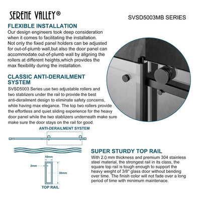 Serene Valley 52 x 74 Inch Square Rail Frameless Sliding Shower Door (Used)