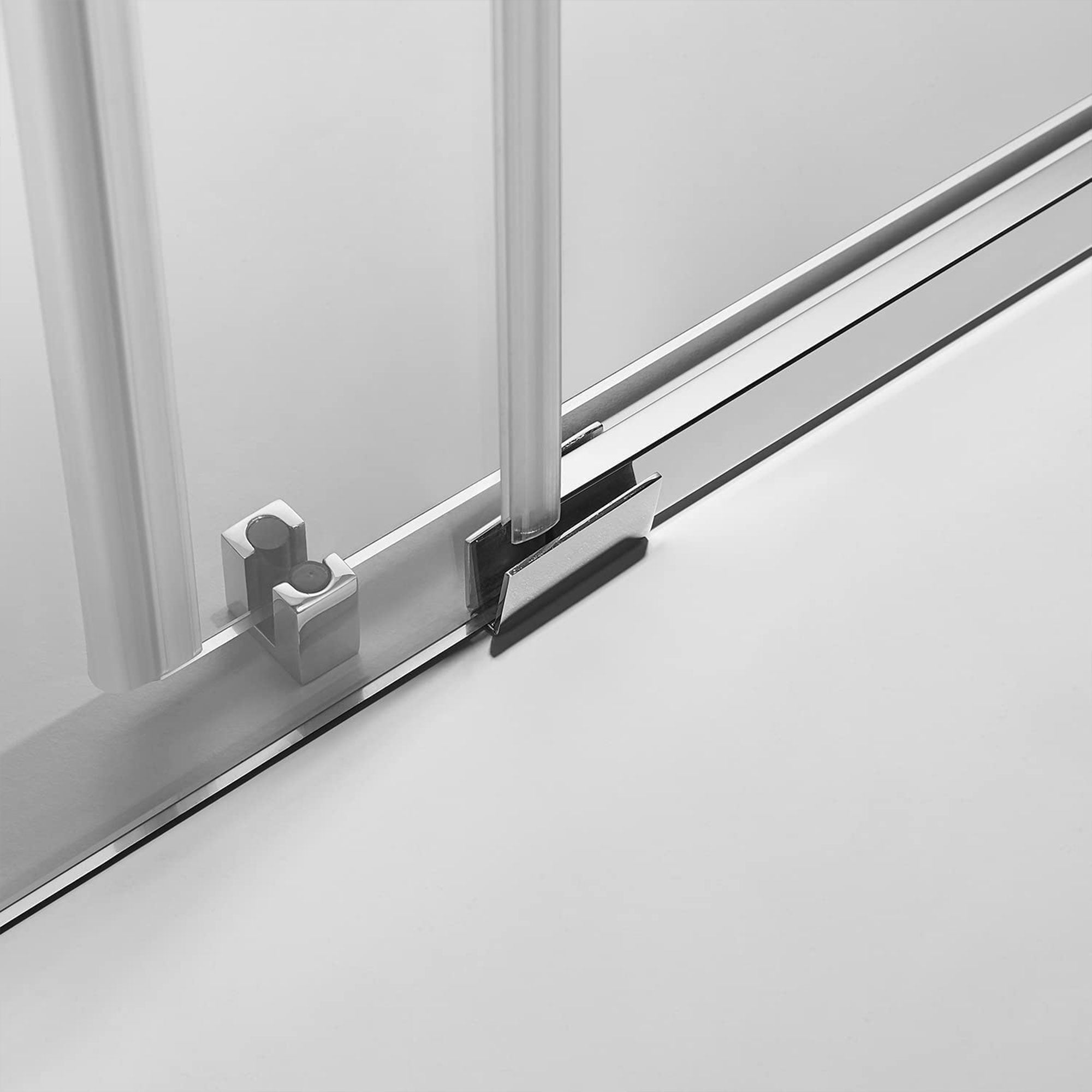 Serene Valley 60 x 74 Inch Square Rail Frameless Sliding Shower Door, Chrome