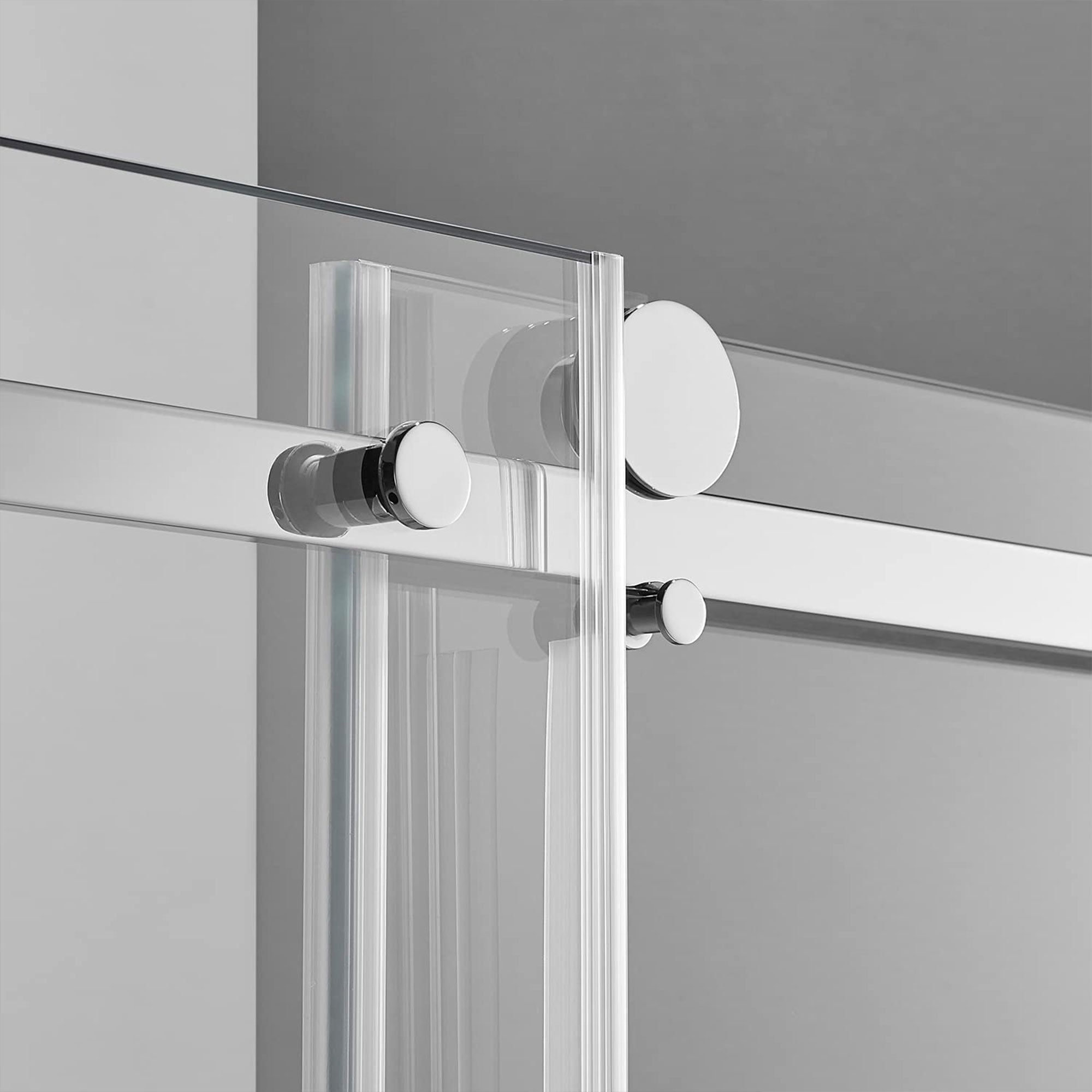 Serene Valley 60 x 74 Inch Square Rail Frameless Sliding Shower Door, Chrome