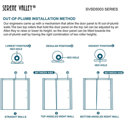 Serene Valley 60 x 74 Inch Square Rail Frameless Sliding Shower Door, Chrome