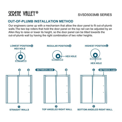Serene Valley 48 x 74 Inch Square Rail Frameless Sliding Shower Door (Open Box)