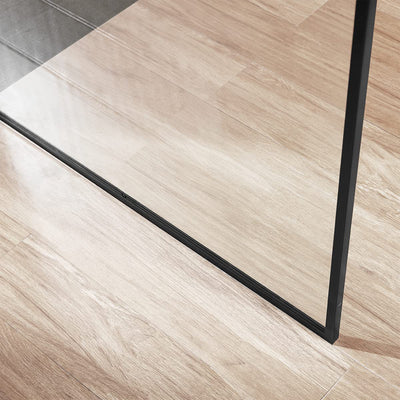 Serene Valley 34 x 72 Inch Tempered Glass Stand Alone Shower Screen, Matte Black - VMInnovations
