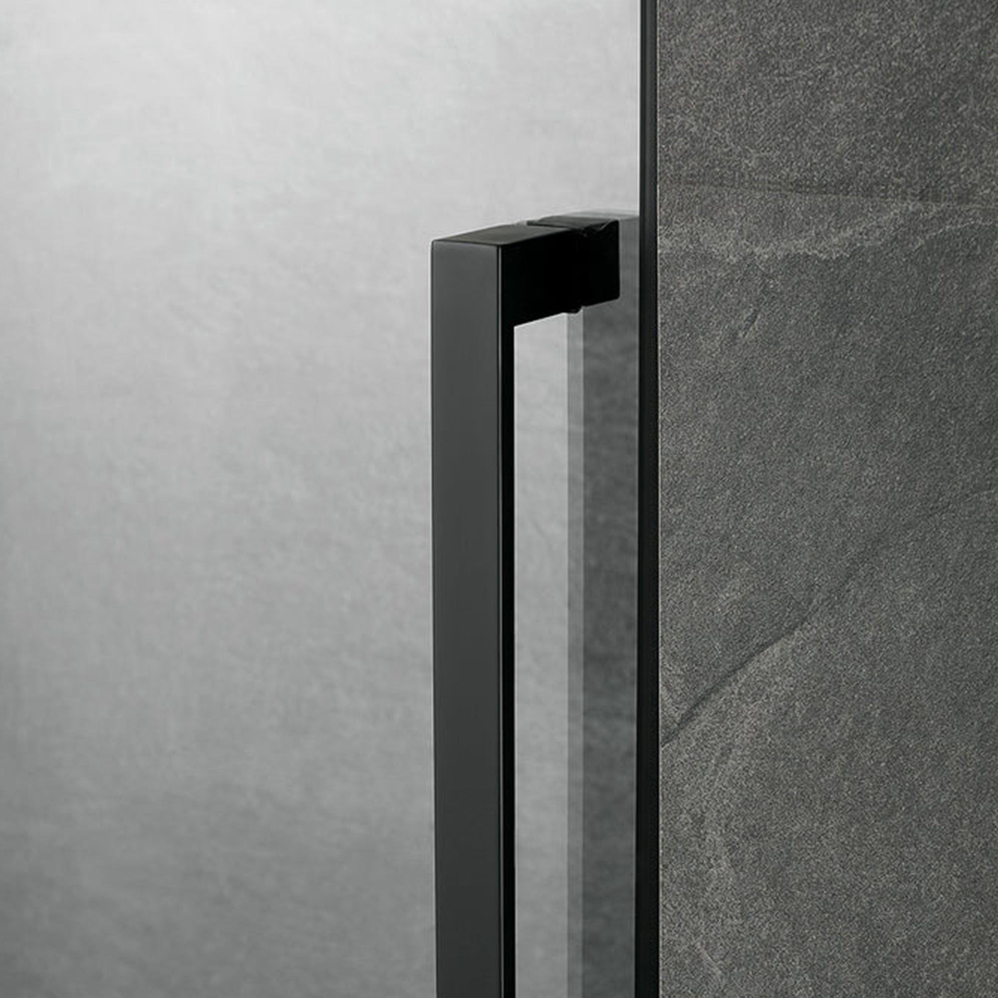 Serene Valley 72 x 74 Inch Square Rail Frameless Sliding Shower Door, Black
