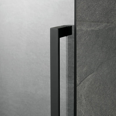 Serene Valley 72 x 74 Inch Square Rail Frameless Sliding Shower Door, Black