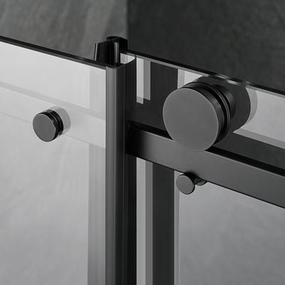 Serene Valley 72 x 74 Inch Square Rail Frameless Sliding Shower Door, Black