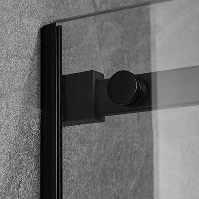 Serene Valley 72 x 74 Inch Square Rail Frameless Sliding Shower Door, Black