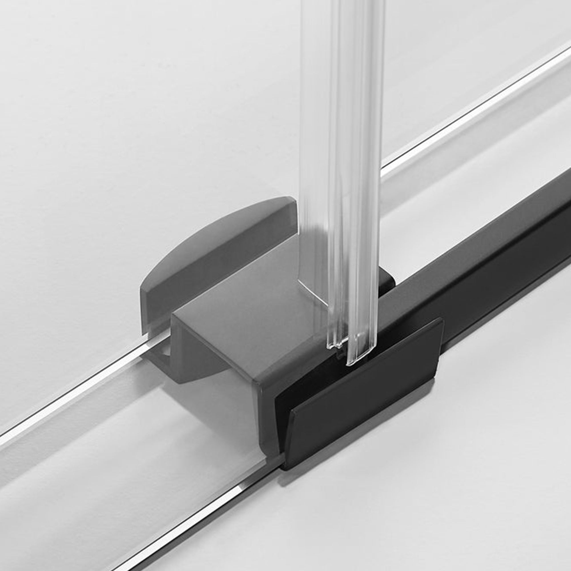 Serene Valley 60 x 74 Inch Square Rail Frameless Sliding Shower Door, Black