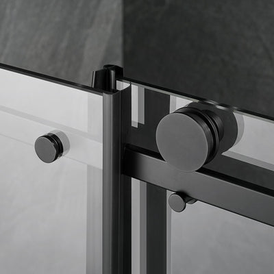 Serene Valley 56 x 74 Inch Square Rail Frameless Sliding Shower Door, Black