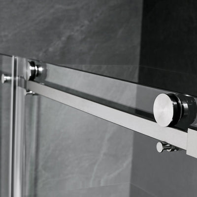 Serene Valley 60 x 74 Inch Square Rail Frameless Sliding Shower Door, Nickel