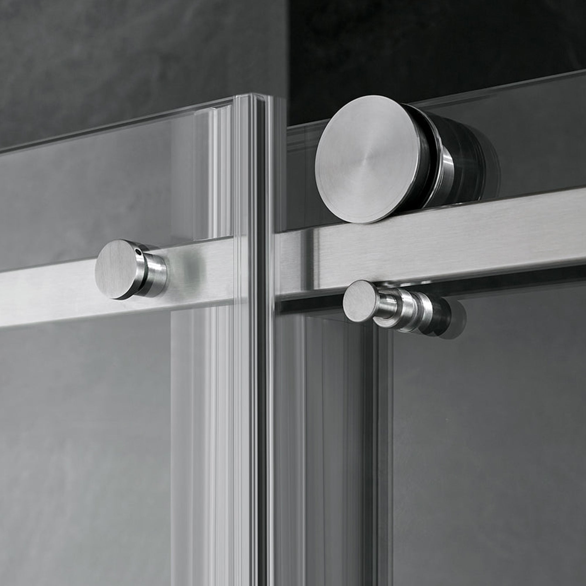 Serene Valley 60 x 74 Inch Square Rail Frameless Sliding Shower Door, Nickel