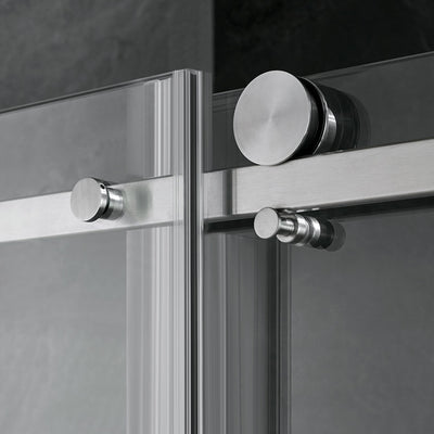 Serene Valley 60 x 74 Inch Square Rail Frameless Sliding Shower Door, Nickel