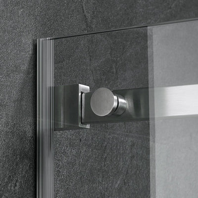 Serene Valley 60 x 74 Inch Square Rail Frameless Sliding Shower Door, Nickel