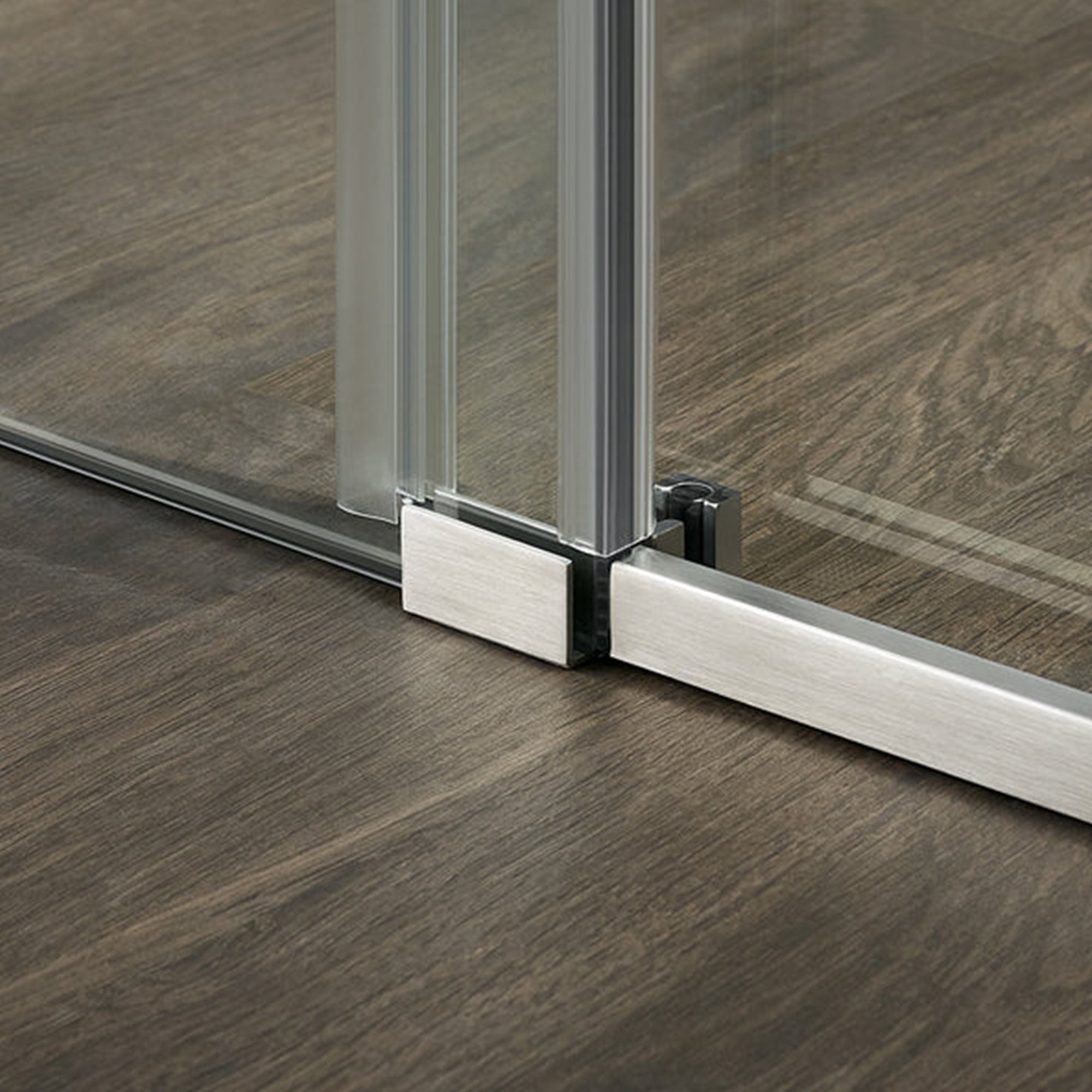 Serene Valley 60 x 74 Inch Square Rail Frameless Sliding Shower Door, Nickel