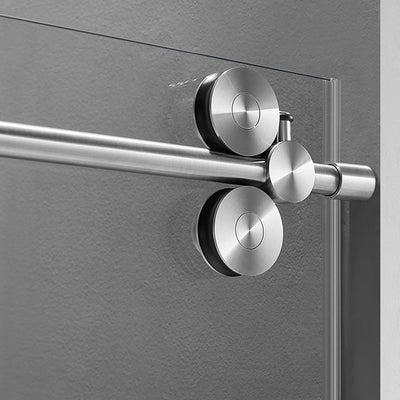 Serene Valley 72 x 74" Big Roller Frameless Sliding Shower Door, Brushed Nickel - VMInnovations