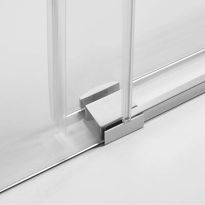 Serene Valley 72 x 74" Big Roller Frameless Sliding Shower Door, Brushed Nickel - VMInnovations