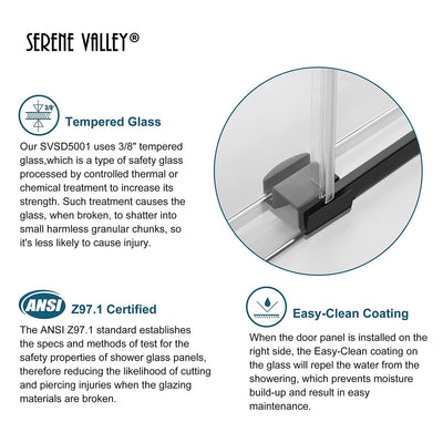 Serene Valley 72 x 74" Big Roller Frameless Sliding Shower Door, Brushed Nickel - VMInnovations