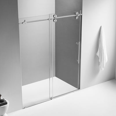 Serene Valley 60 x 74" Big Roller Frameless Sliding Shower Door, Brushed Nickel