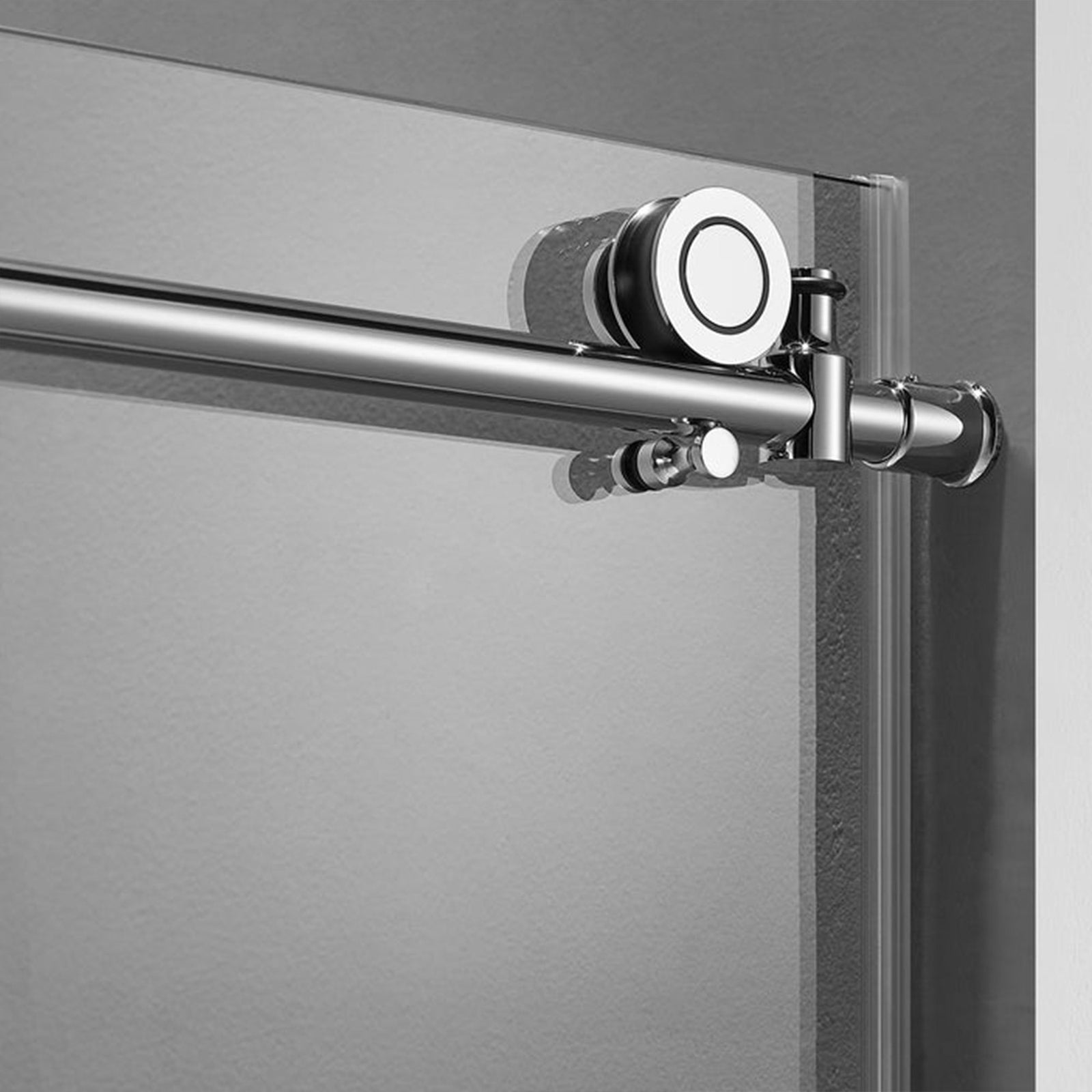 Serene Valley 60 x 66 Inch Square Rail Frameless Sliding Shower Door, Chrome - VMInnovations