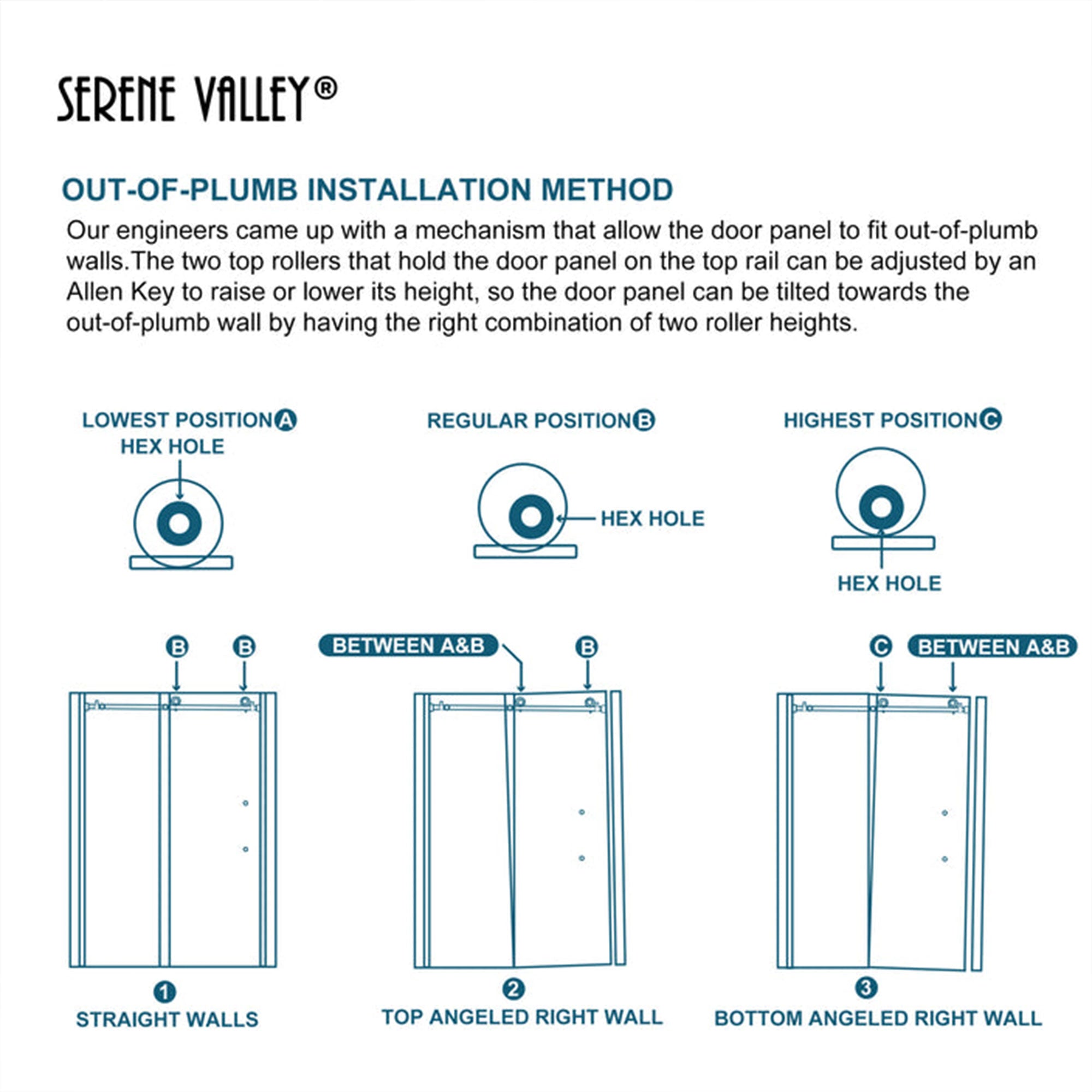 Serene Valley 60"x66" Square Rail Frameless Sliding Shower Door,Chrome(Open Box) - VMInnovations