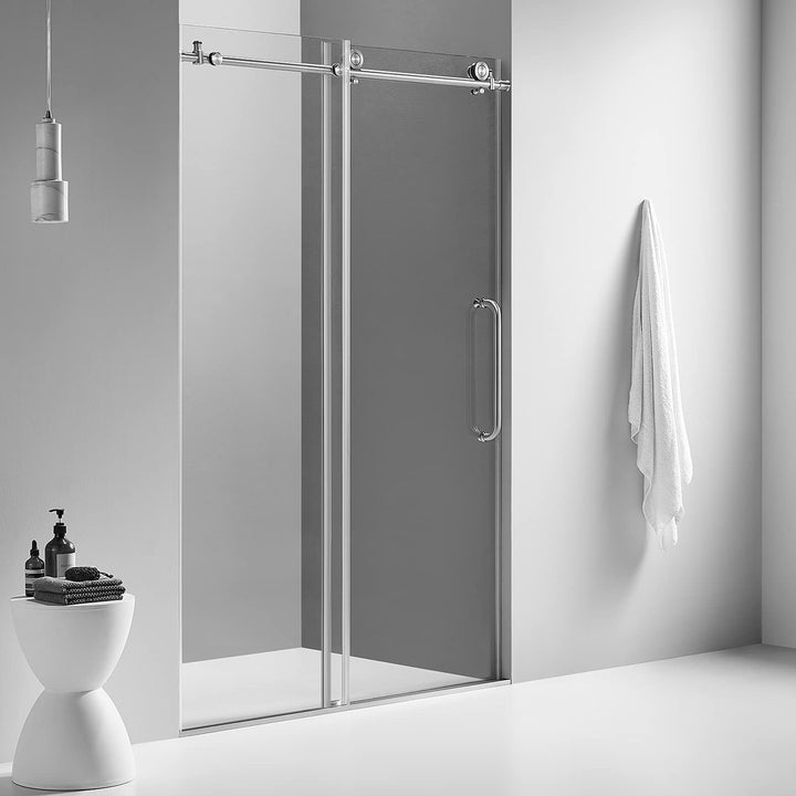 Serene Valley 60x66" Big Roller Frameless Sliding Shower Door, Nickel(Used) - VMInnovations