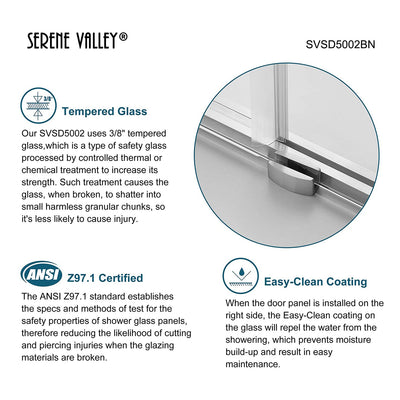 Serene Valley 60x66" Big Roller Frameless Sliding Shower Door, Nickel(Used) - VMInnovations