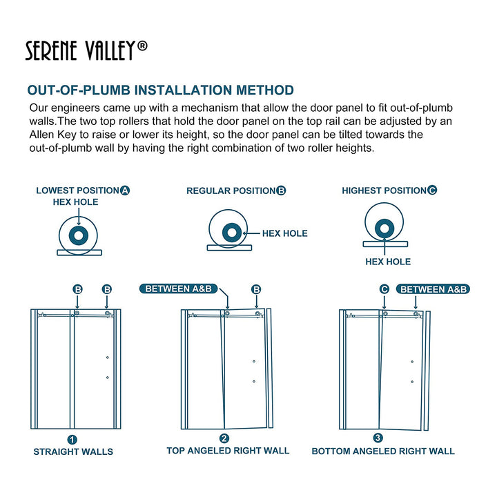 Serene Valley 60x66" Big Roller Frameless Sliding Shower Door, Nickel(Used) - VMInnovations