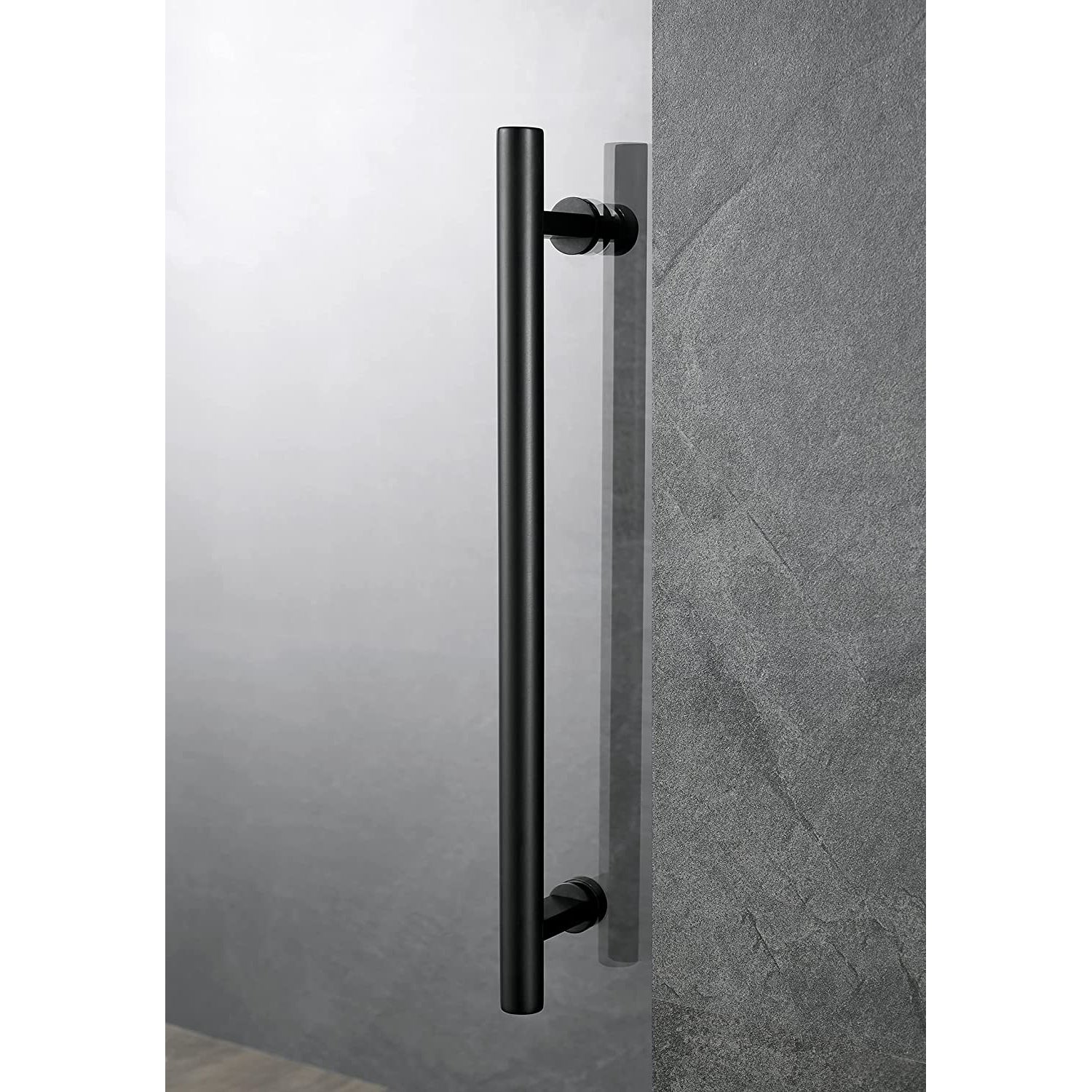 Serene Valley 60 x 66 Inch Big Roller Frameless Sliding Shower Door, Matte Black