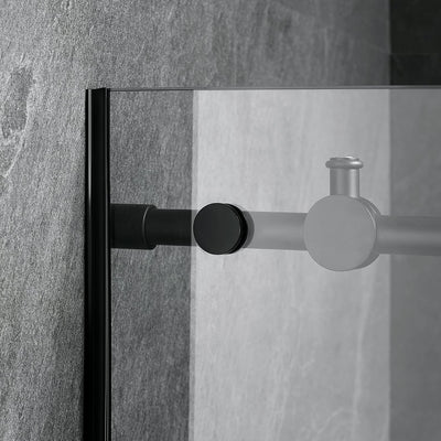 Serene Valley 60 x 66 Inch Big Roller Frameless Sliding Shower Door, Matte Black