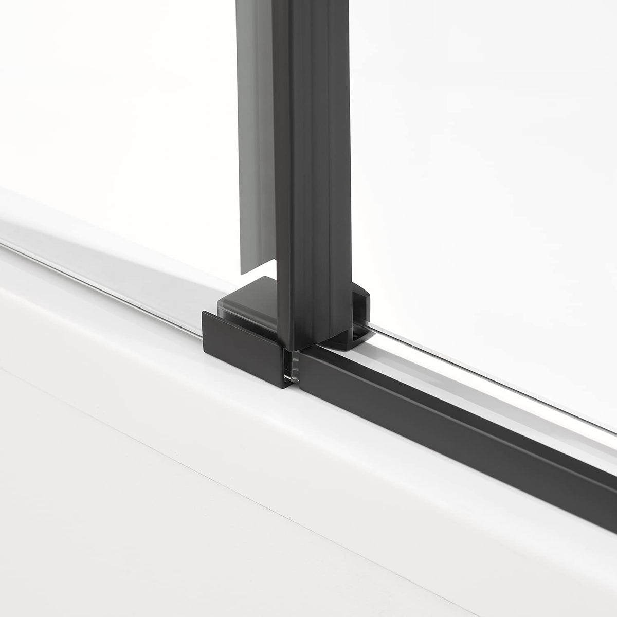 Serene Valley 60 x 66 Inch Big Roller Frameless Sliding Shower Door, Matte Black
